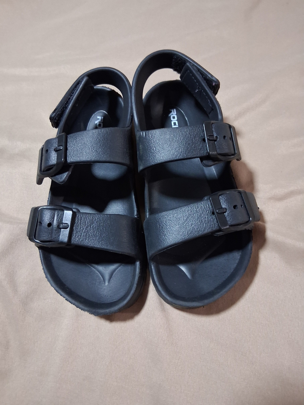 Rockin Kids Black Double-Buckle  Comfort Sandals Summer Lightwear  Size 9-10